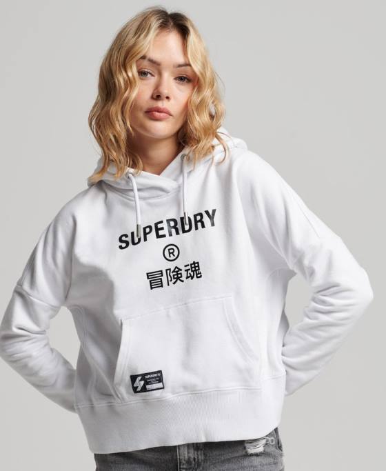 Superdry hanorac cu cap cu logo-ul independent îmbrăcăminte alb femei JX0Z5894