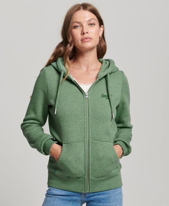 Superdry hanorac cu fermoar cu logo din bumbac organic îmbrăcăminte verde femei JX0Z5957
