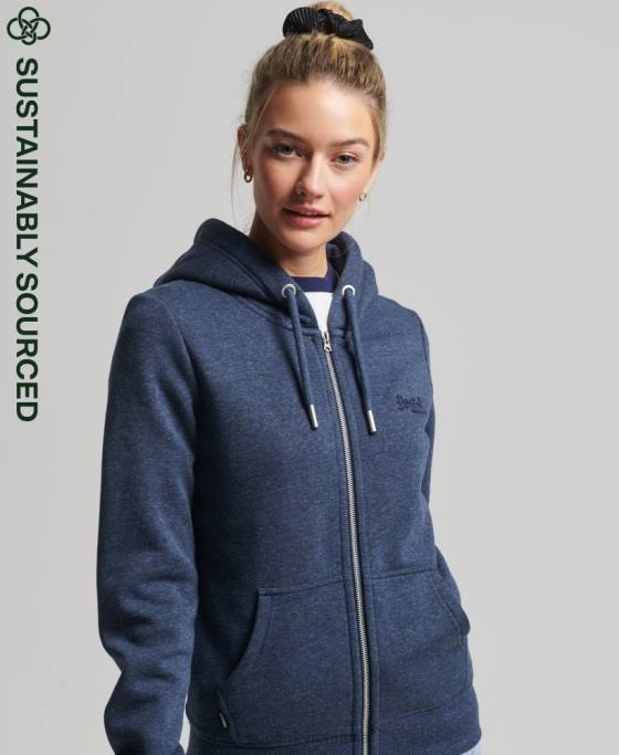 Superdry hanorac cu fermoar cu logo vintage din bumbac organic îmbrăcăminte marina femei JX0Z3421