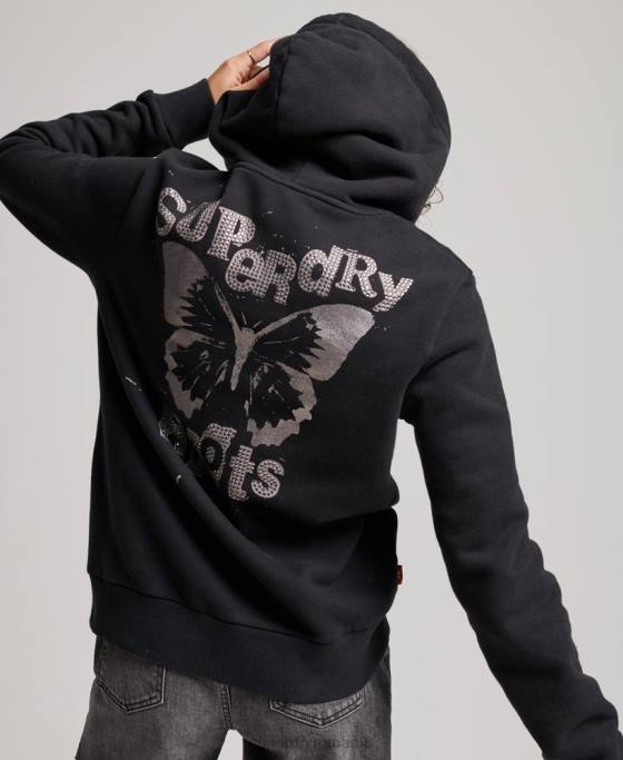 Superdry hanorac cu fermoar din magazinul de produse vintage îmbrăcăminte negru femei JX0Z3351