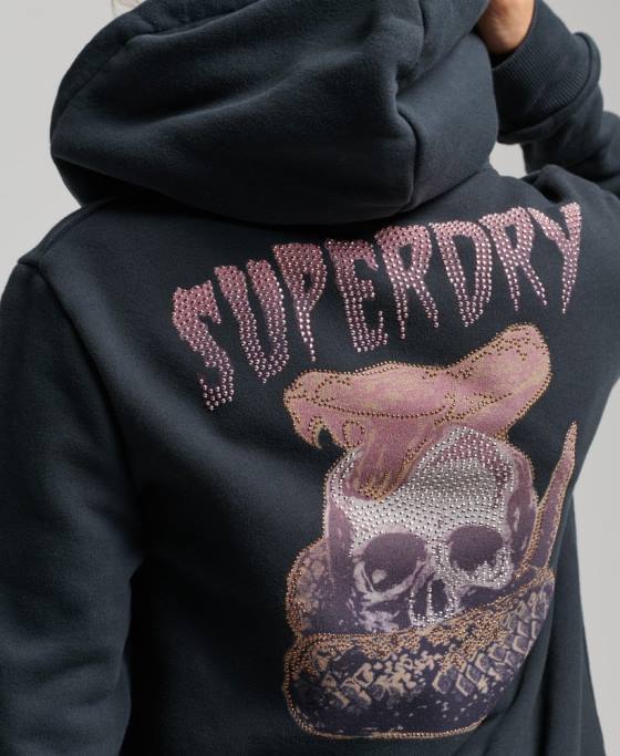Superdry hanorac cu fermoar din magazinul de produse vintage îmbrăcăminte negru femei JX0Z3382