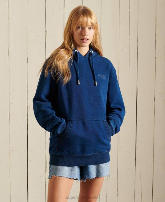 Superdry hanorac cu glugă brodat cu logo vintage, loose fit îmbrăcăminte turcoaz femei JX0Z6061