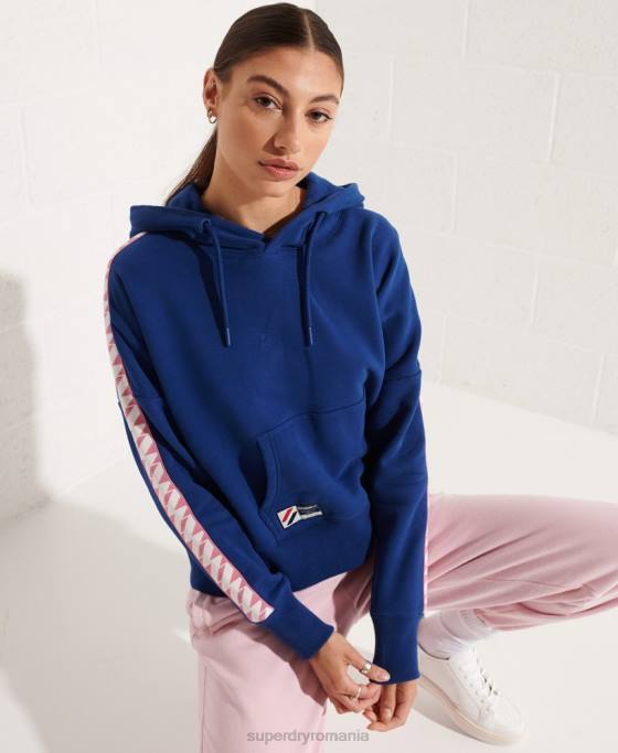 Superdry hanorac cu glugă cu bandă și logo cod îmbrăcăminte marina femei JX0Z6000