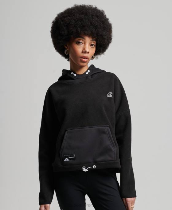 Superdry hanorac cu glugă din fleece de munte îmbrăcăminte negru femei JX0Z5932