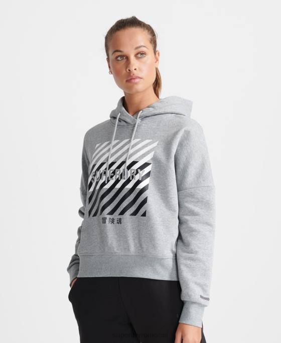 Superdry hanorac cu glugă pentru antrenament de bază sport îmbrăcăminte gri femei JX0Z6149