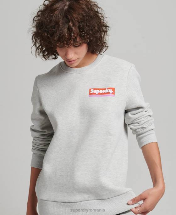 Superdry hanorac cu logo cu tab trade îmbrăcăminte gri deschis femei JX0Z6028