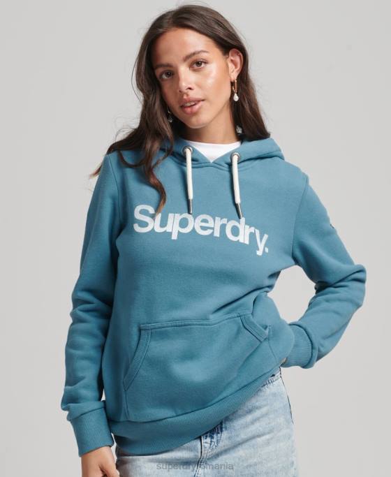 Superdry hanorac cu logo din bumbac organic îmbrăcăminte albastru femei JX0Z5942