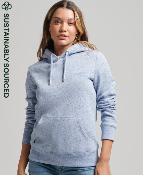 Superdry hanorac cu logo esențial din bumbac organic îmbrăcăminte albastru deschis femei JX0Z6117