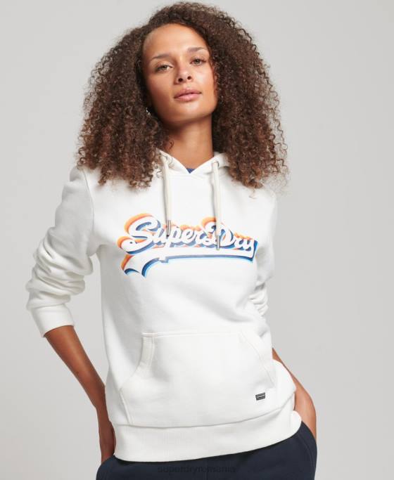 Superdry hanorac cu logo grafic curcubeu îmbrăcăminte alb femei JX0Z6030