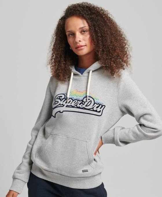 Superdry hanorac cu logo grafic curcubeu îmbrăcăminte gri femei JX0Z5892