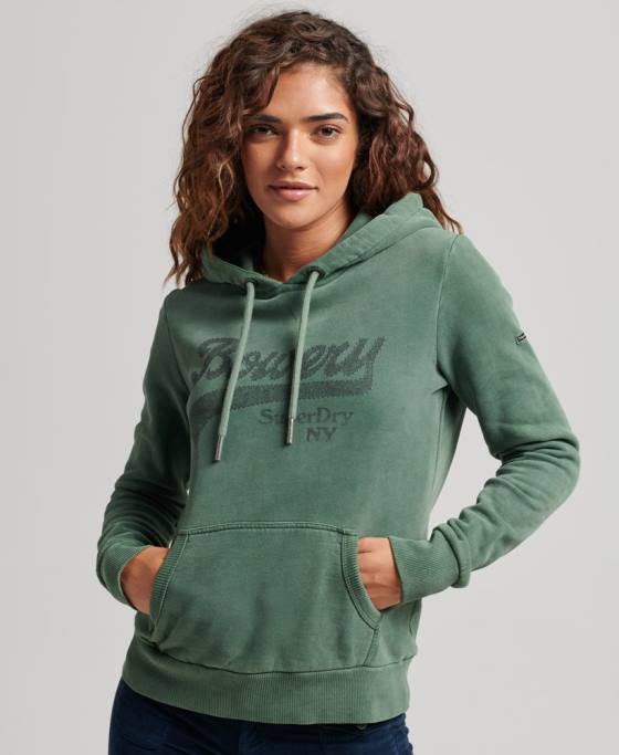 Superdry hanorac cu logo grafic strălucitor îmbrăcăminte verde femei JX0Z6074