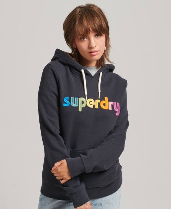Superdry hanorac cu logo-ul curcubeu brodat îmbrăcăminte marina femei JX0Z3428