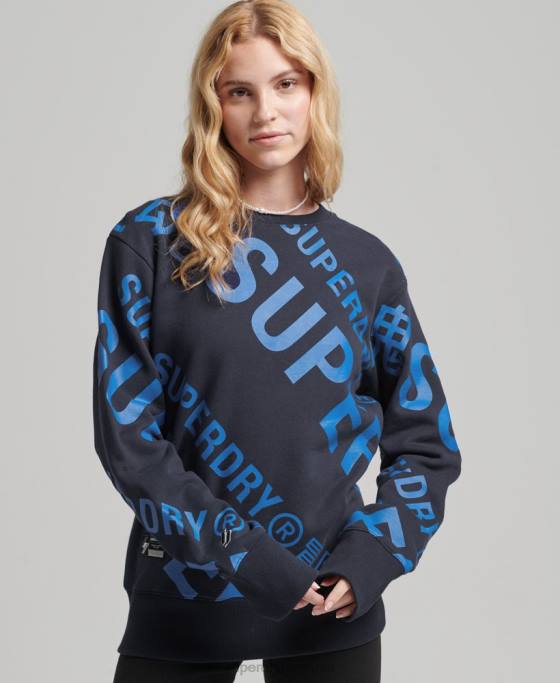 Superdry hanorac cu logo-ul de bază cu imprimeu peste tot îmbrăcăminte marina femei JX0Z5887