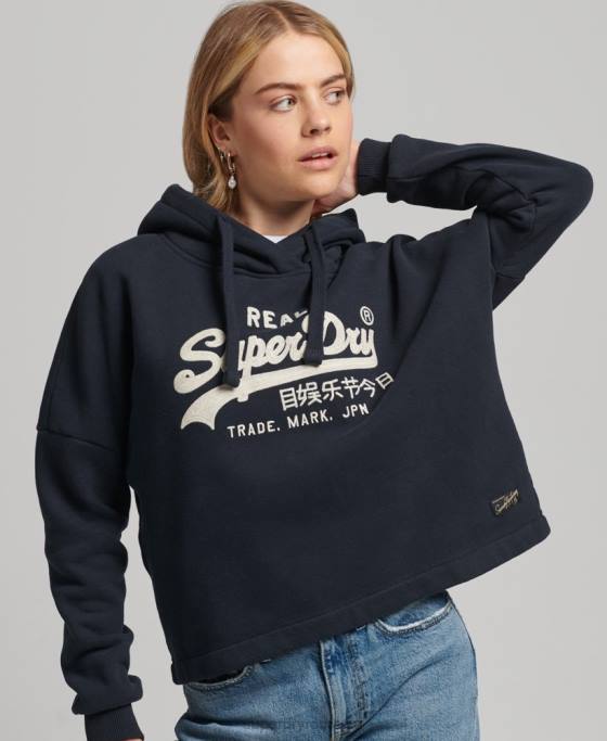 Superdry hanorac cu logo vintage box fit îmbrăcăminte marina femei JX0Z5864