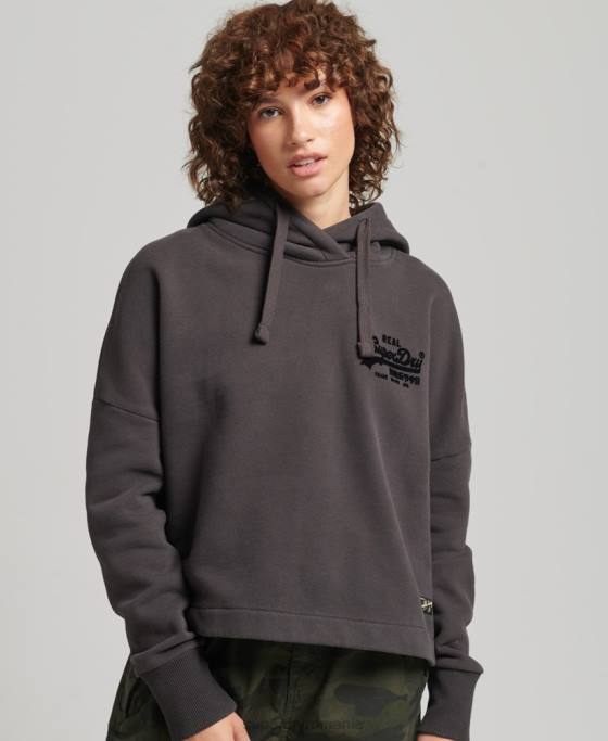 Superdry hanorac cu logo vintage box fit îmbrăcăminte maro femei JX0Z6067