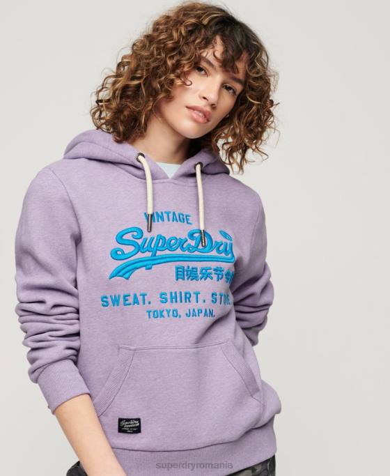 Superdry hanorac cu logo vintage neon îmbrăcăminte Violet femei JX0Z3282