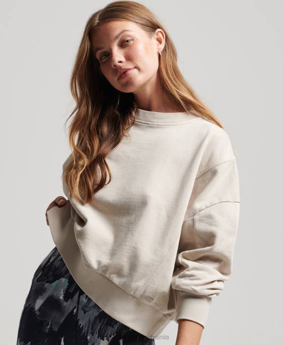 Superdry hanorac din bumbac organic flex batwing crew îmbrăcăminte bej femei JX0Z5924