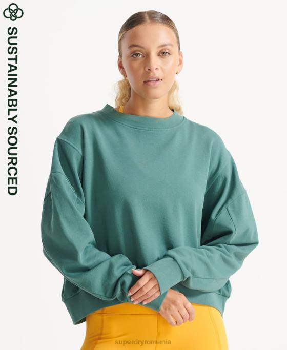 Superdry hanorac din bumbac organic flex batwing crew îmbrăcăminte verde femei JX0Z5806
