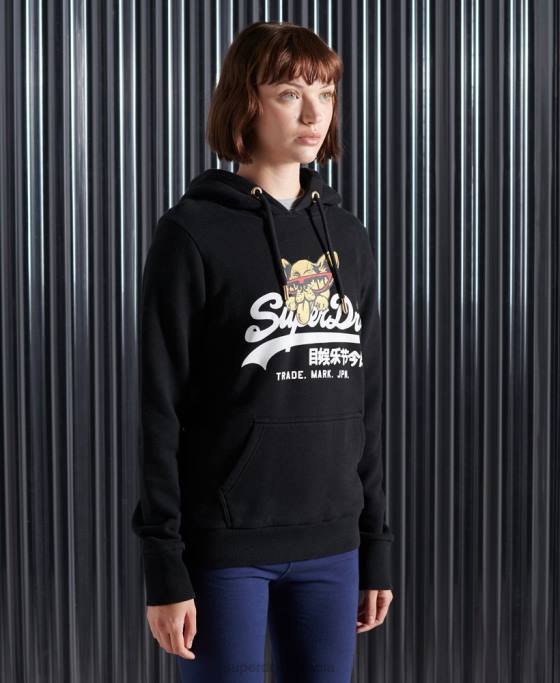 Superdry hanorac foto cu logo vintage nyc îmbrăcăminte negru femei JX0Z3503