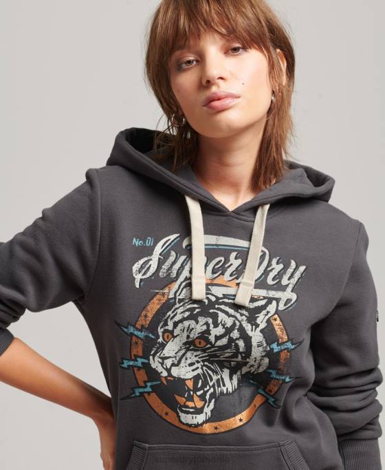 Superdry hanorac grafic boho îmbrăcăminte gri femei JX0Z6153