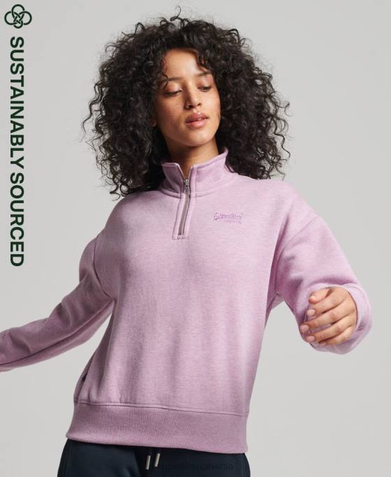 Superdry hanorac henley cu logo vintage din bumbac organic îmbrăcăminte Violet femei JX0Z5926