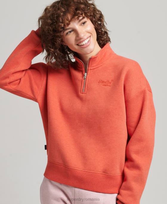 Superdry hanorac henley cu logo vintage din bumbac organic îmbrăcăminte portocale femei JX0Z5891