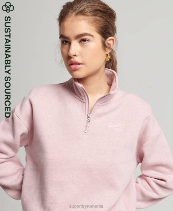 Superdry hanorac henley cu logo vintage din bumbac organic îmbrăcăminte roz femei JX0Z5886