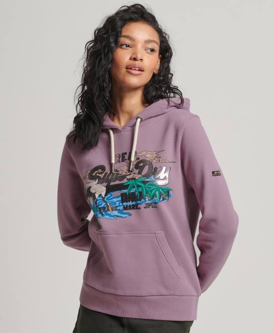 Superdry hanorac japonez cu logo vintage îmbrăcăminte Violet femei JX0Z3403