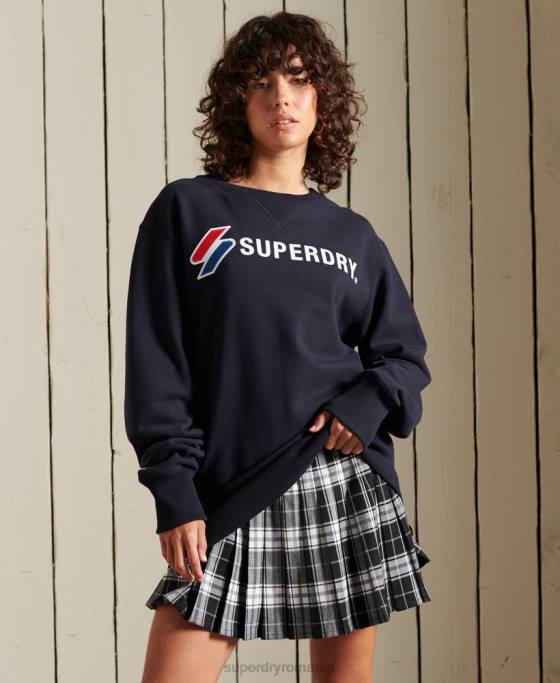 Superdry hanorac largi cu aplicații sport îmbrăcăminte marina femei JX0Z3473