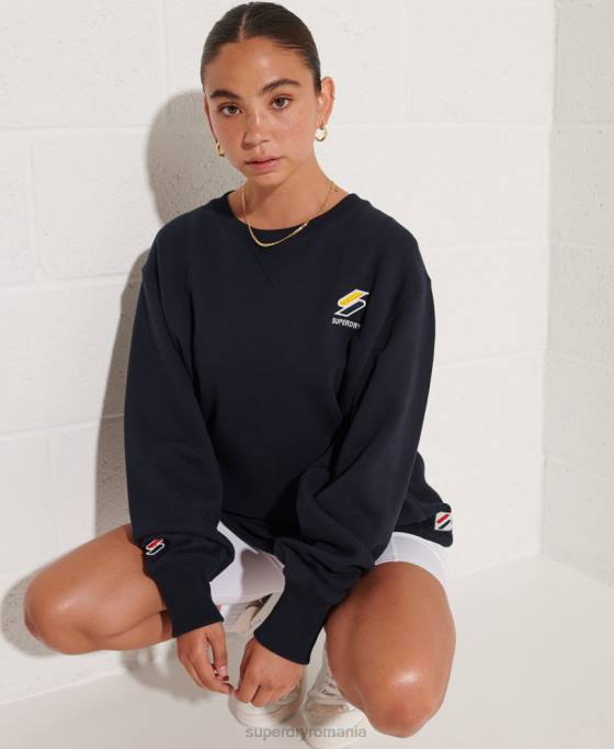 Superdry hanorac largi pentru echipaj code essential îmbrăcăminte marina femei JX0Z6078