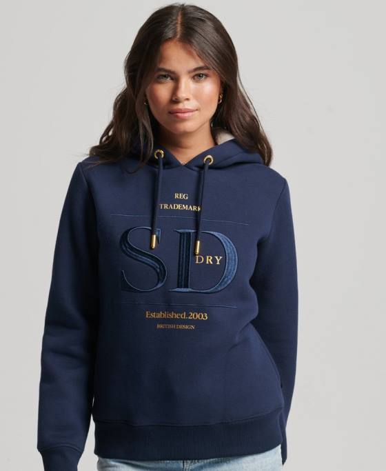 Superdry hanorac lux cu logo brodat îmbrăcăminte marina femei JX0Z6094