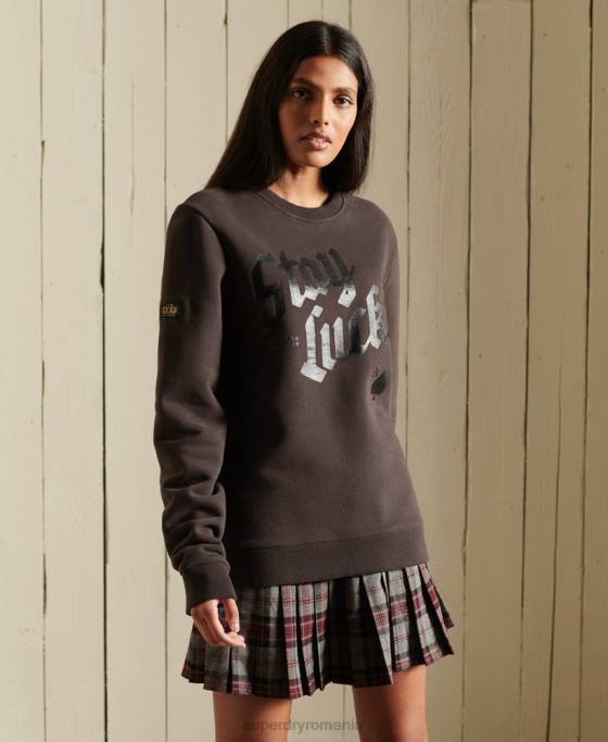 Superdry hanorac oversize boho și rock crew îmbrăcăminte maro femei JX0Z6050