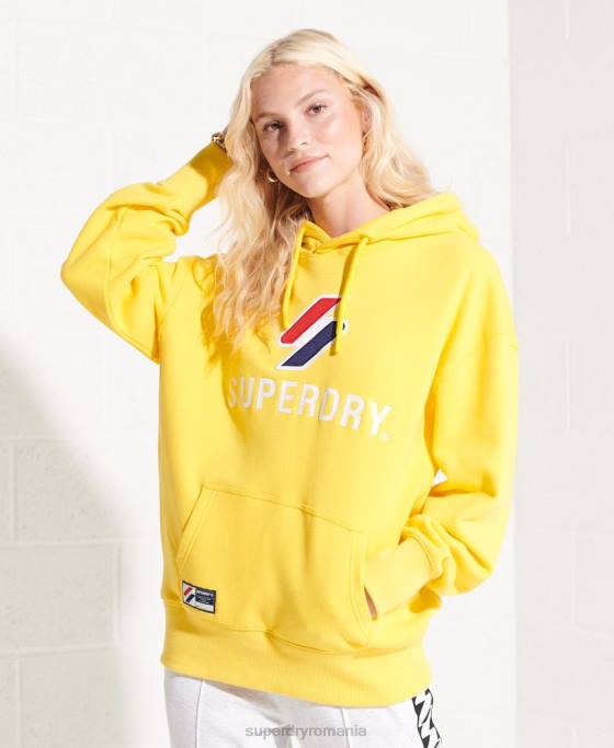 Superdry hanorac supradimensionat aplicat îmbrăcăminte galben femei JX0Z5992