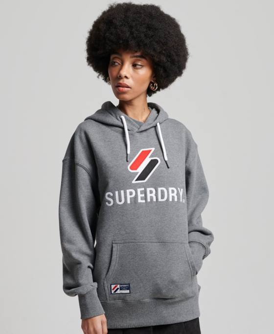 Superdry hanorac supradimensionat aplicat îmbrăcăminte gri inchis femei JX0Z3390