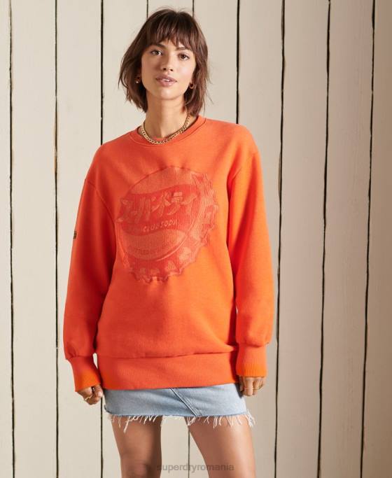 Superdry hanorac supradimensionat pentru echipaj îmbrăcăminte portocale femei JX0Z6171