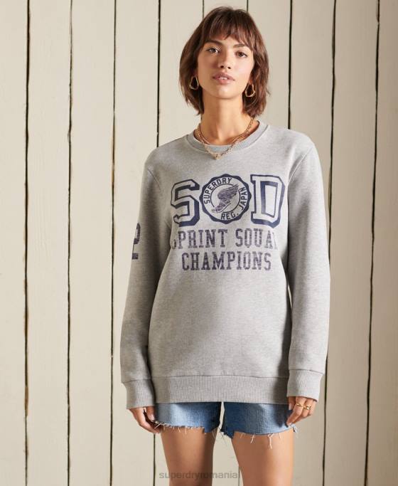 Superdry hanorac supradimensionat pentru echipajul de atletism îmbrăcăminte gri femei JX0Z6169