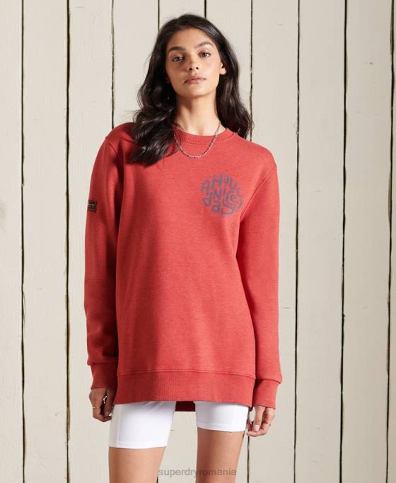 Superdry hanorac supradimensionat pentru echipajul de munte îmbrăcăminte roșu femei JX0Z6049