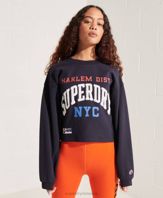 Superdry hanorac varsity arc liliac îmbrăcăminte marina femei JX0Z5873