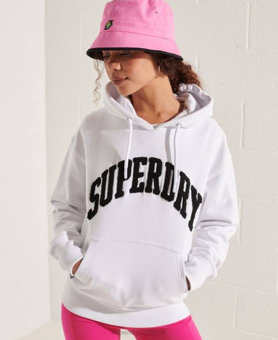 Superdry hanorac varsity arch mono îmbrăcăminte alb femei JX0Z5979
