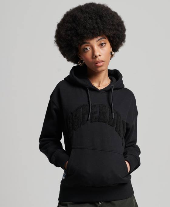 Superdry hanorac varsity arch mono îmbrăcăminte negru femei JX0Z6066