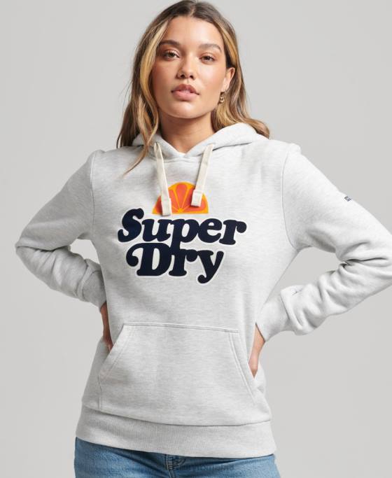 Superdry hanorac vintage cooper nostalgia îmbrăcăminte gri deschis femei JX0Z5770