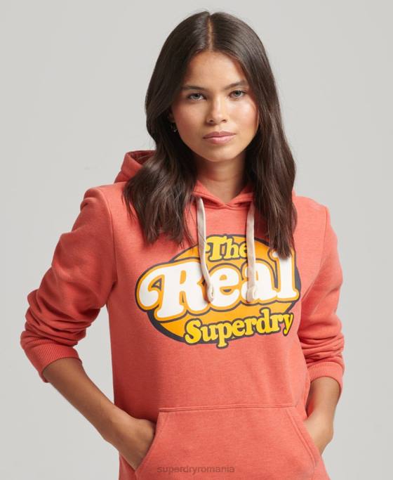 Superdry hanorac vintage cooper nostalgia îmbrăcăminte portocale femei JX0Z6116