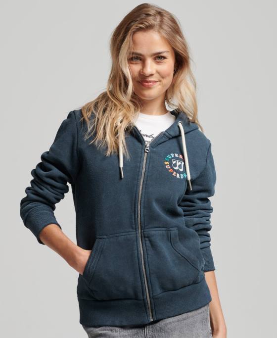 Superdry hanorac vintage cu fermoar curcubeu îmbrăcăminte marina femei JX0Z2192