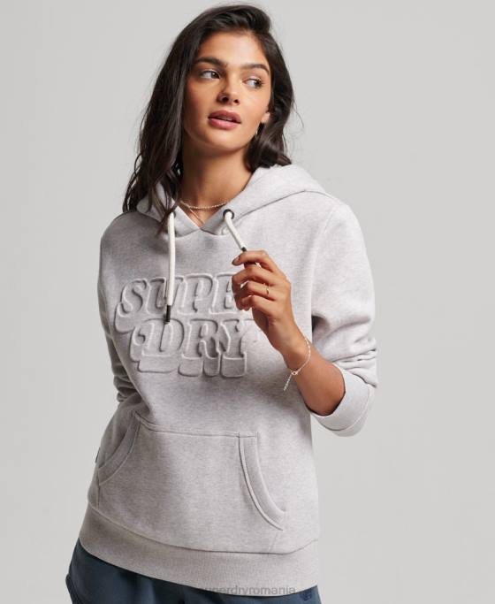 Superdry hanorac vintage cu gofrat cooper îmbrăcăminte gri deschis femei JX0Z3299