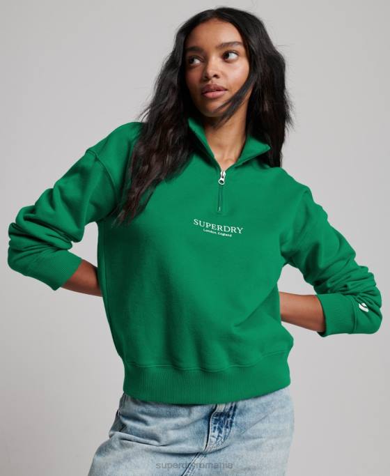 Superdry top sport cu jumătate de fermoar îmbrăcăminte verde femei JX0Z3373