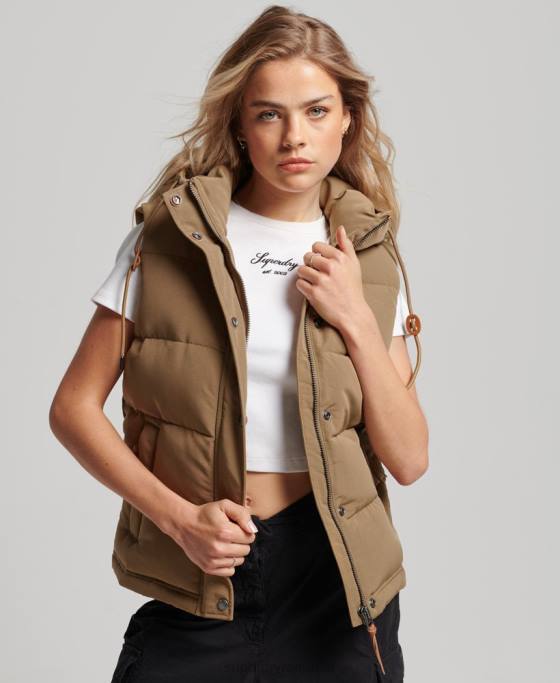 Superdry Gilet Everest cu glugă de epocă îmbrăcăminte maro femei JX0Z3531