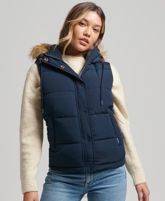 Superdry Gilet everest cu blană artificială îmbrăcăminte marina femei JX0Z3692
