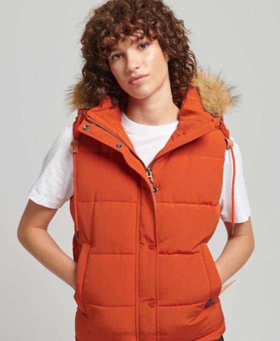 Superdry Gilet everest cu blană artificială îmbrăcăminte portocale femei JX0Z3592