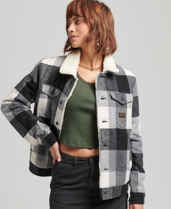 Superdry geacă de camionetă sherpa supradimensionată din lână îmbrăcăminte negru femei JX0Z5727