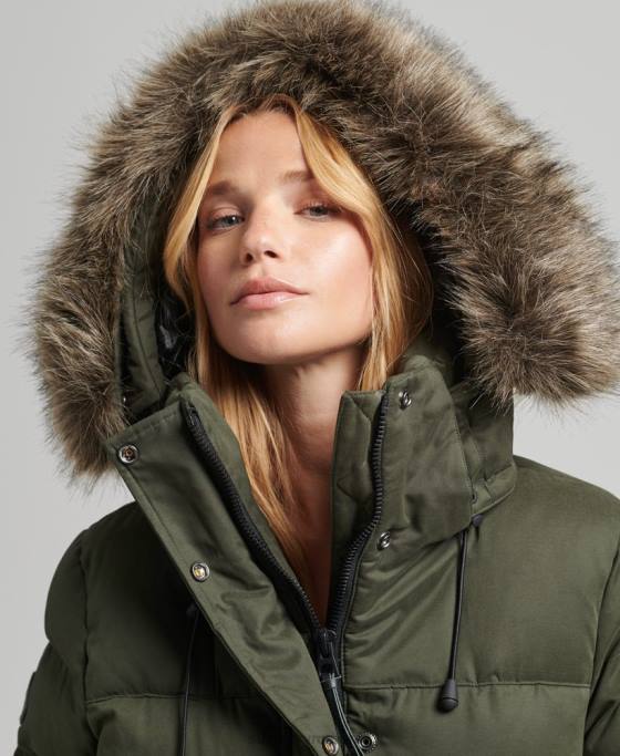 Superdry geacă parka expediție din microfibră îmbrăcăminte verde femei JX0Z3653